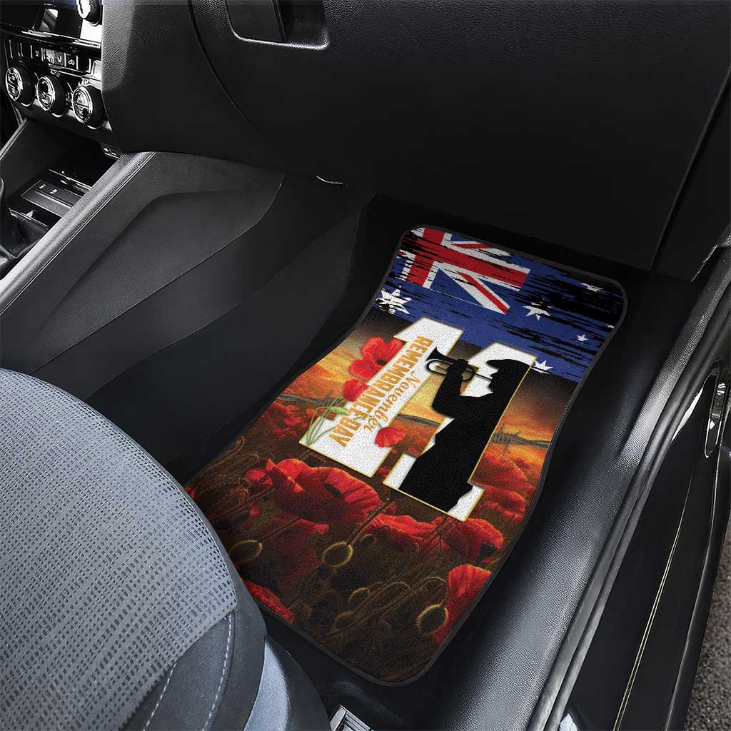 Australia Rememberance Day Car Mats 11 November Poppy Field With Last Post