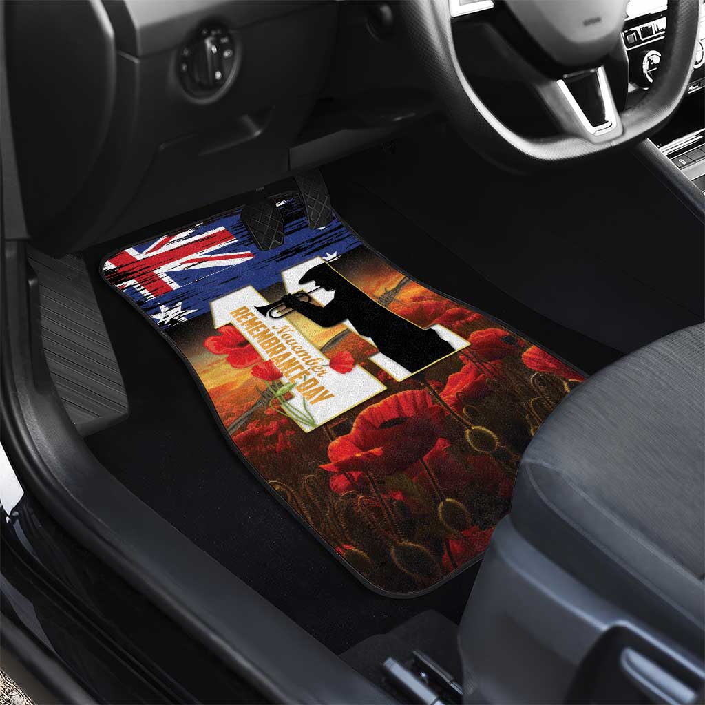 Australia Rememberance Day Car Mats 11 November Poppy Field With Last Post