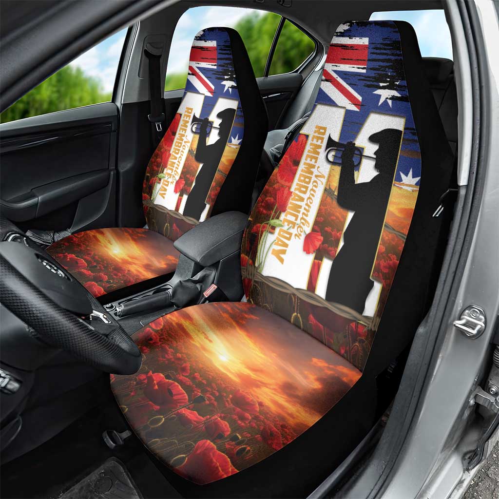 Australia Rememberance Day Car Seat Cover 11 November Poppy Field With Last Post