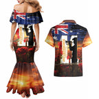 Australia Rememberance Day Couples Matching Mermaid Dress and Hawaiian Shirt 11 November Poppy Field With Last Post