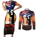 Australia Rememberance Day Couples Matching Short Sleeve Bodycon Dress and Long Sleeve Button Shirt 11 November Poppy Field With Last Post