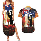 Australia Rememberance Day Couples Matching Summer Maxi Dress and Hawaiian Shirt 11 November Poppy Field With Last Post