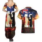 Australia Rememberance Day Couples Matching Summer Maxi Dress and Hawaiian Shirt 11 November Poppy Field With Last Post