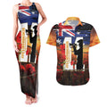 Australia Rememberance Day Couples Matching Tank Maxi Dress and Hawaiian Shirt 11 November Poppy Field With Last Post