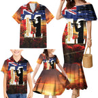 Australia Rememberance Day Family Matching Mermaid Dress and Hawaiian Shirt 11 November Poppy Field With Last Post