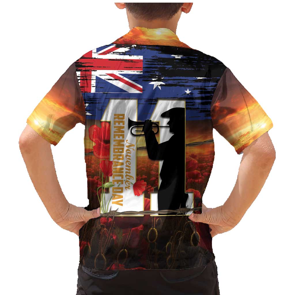 Australia Rememberance Day Family Matching Mermaid Dress and Hawaiian Shirt 11 November Poppy Field With Last Post