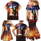 Australia Rememberance Day Family Matching Mermaid Dress and Hawaiian Shirt 11 November Poppy Field With Last Post