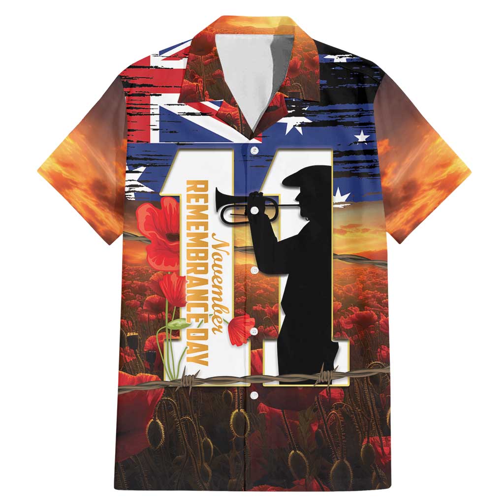 Australia Rememberance Day Family Matching Mermaid Dress and Hawaiian Shirt 11 November Poppy Field With Last Post