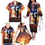 Australia Rememberance Day Family Matching Off The Shoulder Long Sleeve Dress and Hawaiian Shirt 11 November Poppy Field With Last Post