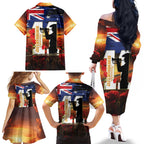 Australia Rememberance Day Family Matching Off The Shoulder Long Sleeve Dress and Hawaiian Shirt 11 November Poppy Field With Last Post