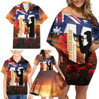 Australia Rememberance Day Family Matching Off Shoulder Short Dress and Hawaiian Shirt 11 November Poppy Field With Last Post