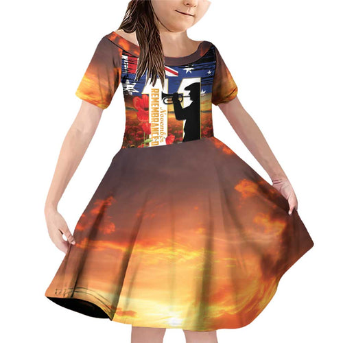 Australia Rememberance Day Family Matching Off Shoulder Short Dress and Hawaiian Shirt 11 November Poppy Field With Last Post