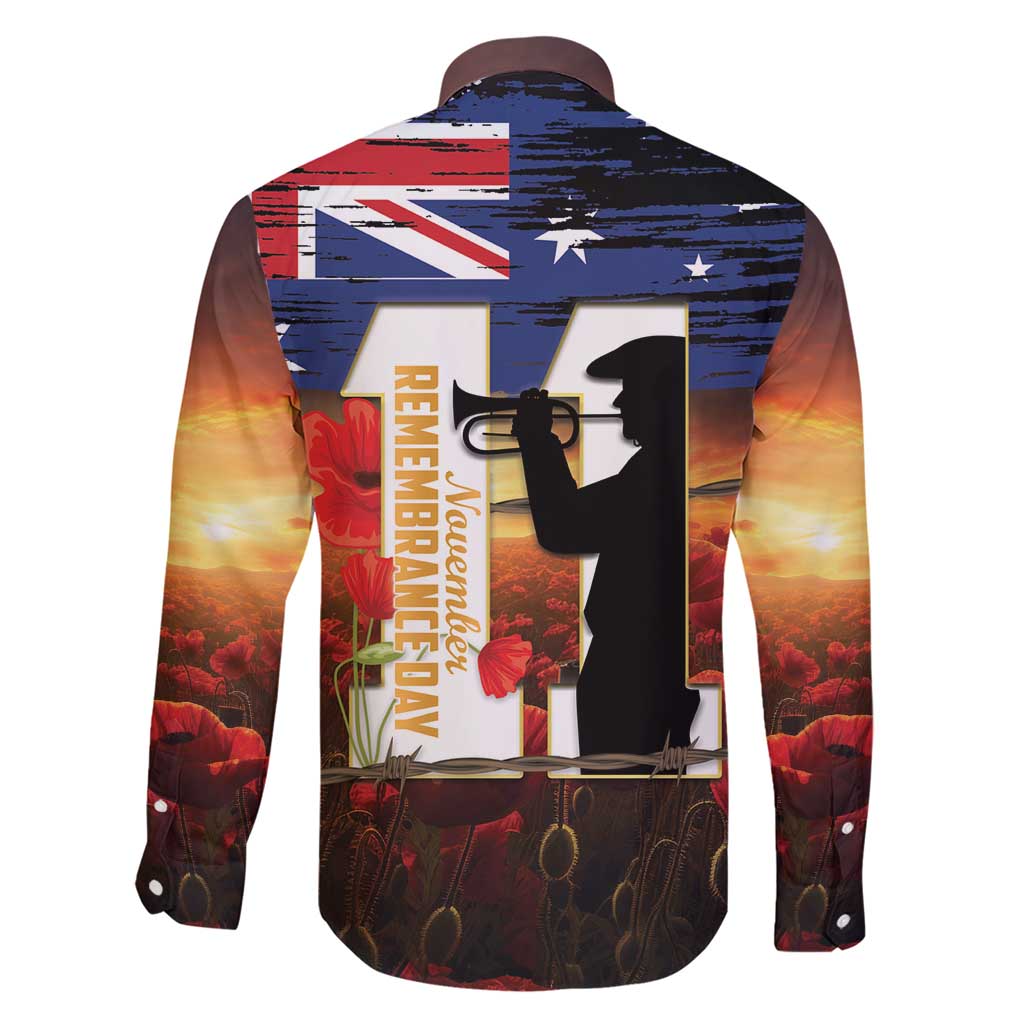 Australia Rememberance Day Family Matching Short Sleeve Bodycon Dress and Hawaiian Shirt 11 November Poppy Field With Last Post
