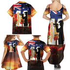 Australia Rememberance Day Family Matching Summer Maxi Dress and Hawaiian Shirt 11 November Poppy Field With Last Post
