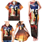 Australia Rememberance Day Family Matching Tank Maxi Dress and Hawaiian Shirt 11 November Poppy Field With Last Post