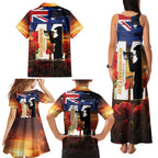 Australia Rememberance Day Family Matching Tank Maxi Dress and Hawaiian Shirt 11 November Poppy Field With Last Post
