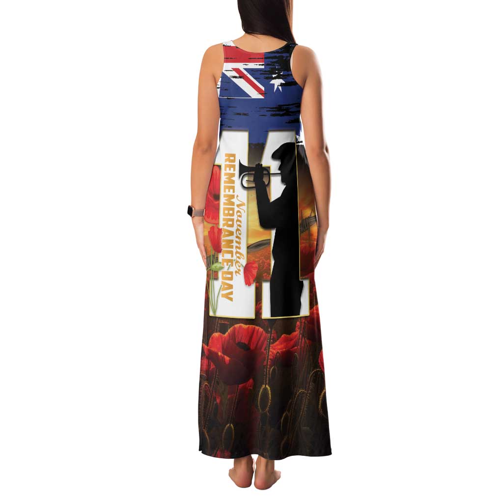 Australia Rememberance Day Family Matching Tank Maxi Dress and Hawaiian Shirt 11 November Poppy Field With Last Post