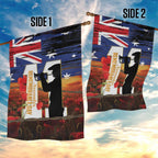 Australia Rememberance Day Garden Flag 11 November Poppy Field With Last Post