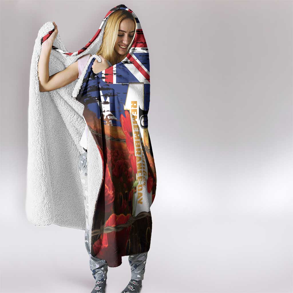 Australia Rememberance Day Hooded Blanket 11 November Poppy Field With Last Post