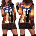 Australia Rememberance Day Hoodie Dress 11 November Poppy Field With Last Post