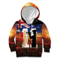 Australia Rememberance Day Kid Hoodie 11 November Poppy Field With Last Post