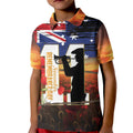 Australia Rememberance Day Kid Polo Shirt 11 November Poppy Field With Last Post