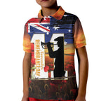 Australia Rememberance Day Kid Polo Shirt 11 November Poppy Field With Last Post
