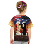 Australia Rememberance Day Kid T Shirt 11 November Poppy Field With Last Post
