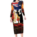 Australia Rememberance Day Long Sleeve Bodycon Dress 11 November Poppy Field With Last Post