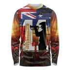 Australia Rememberance Day Long Sleeve Shirt 11 November Poppy Field With Last Post
