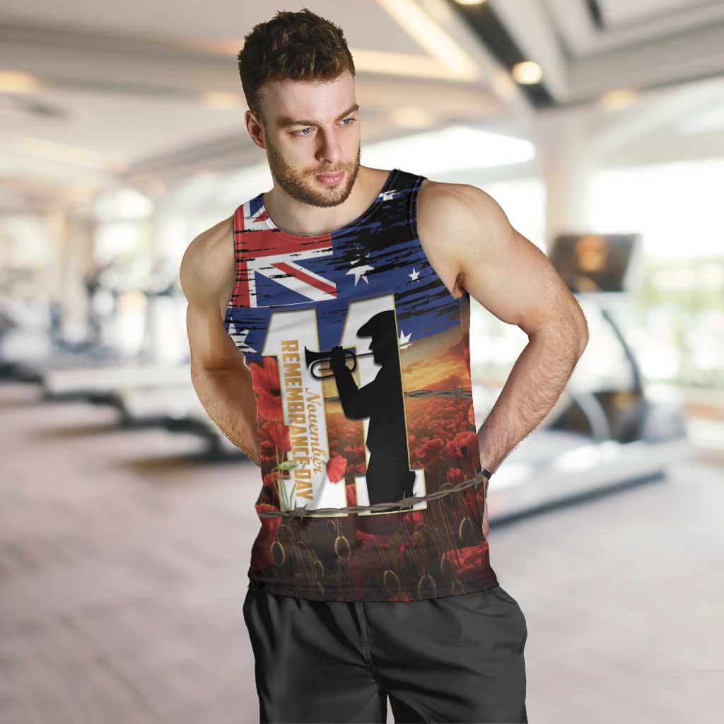 Australia Rememberance Day Men Tank Top 11 November Poppy Field With Last Post