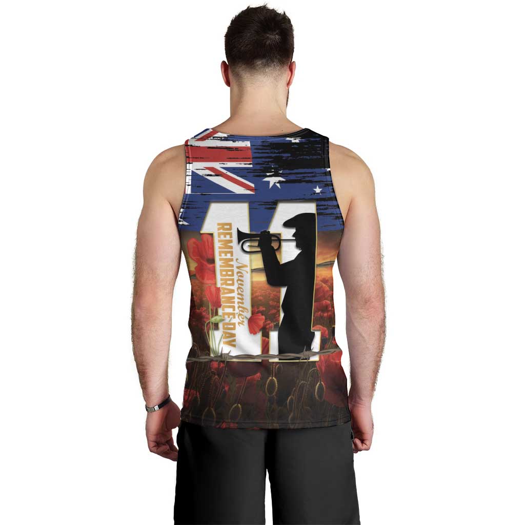 Australia Rememberance Day Men Tank Top 11 November Poppy Field With Last Post