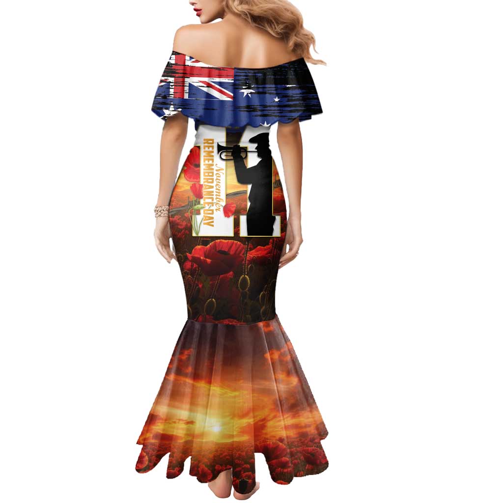 Australia Rememberance Day Mermaid Dress 11 November Poppy Field With Last Post