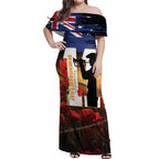Australia Rememberance Day Off Shoulder Maxi Dress 11 November Poppy Field With Last Post