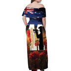 Australia Rememberance Day Off Shoulder Maxi Dress 11 November Poppy Field With Last Post