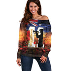 Australia Rememberance Day Off Shoulder Sweater 11 November Poppy Field With Last Post