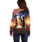 Australia Rememberance Day Off Shoulder Sweater 11 November Poppy Field With Last Post