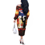 Australia Rememberance Day Off The Shoulder Long Sleeve Dress 11 November Poppy Field With Last Post