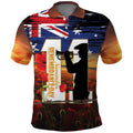 Australia Rememberance Day Polo Shirt 11 November Poppy Field With Last Post