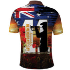 Australia Rememberance Day Polo Shirt 11 November Poppy Field With Last Post