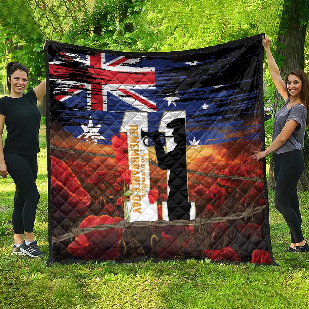 Australia Rememberance Day Quilt 11 November Poppy Field With Last Post