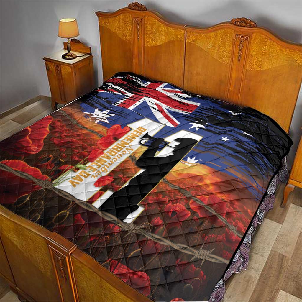 Australia Rememberance Day Quilt 11 November Poppy Field With Last Post