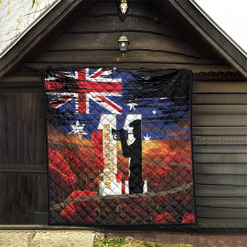 Australia Rememberance Day Quilt 11 November Poppy Field With Last Post