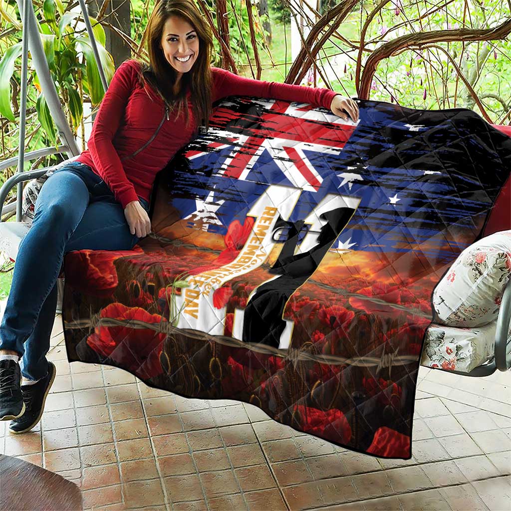 Australia Rememberance Day Quilt 11 November Poppy Field With Last Post