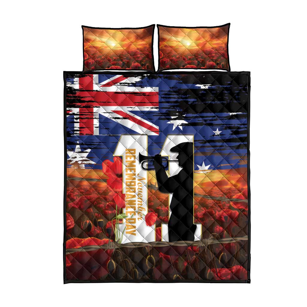 Australia Rememberance Day Quilt Bed Set 11 November Poppy Field With Last Post