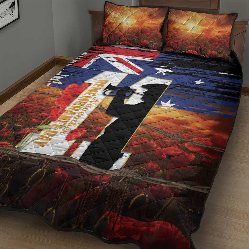Australia Rememberance Day Quilt Bed Set 11 November Poppy Field With Last Post