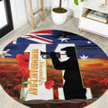 Australia Rememberance Day Round Carpet 11 November Poppy Field With Last Post