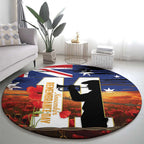 Australia Rememberance Day Round Carpet 11 November Poppy Field With Last Post