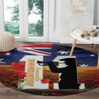 Australia Rememberance Day Round Carpet 11 November Poppy Field With Last Post