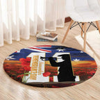 Australia Rememberance Day Round Carpet 11 November Poppy Field With Last Post